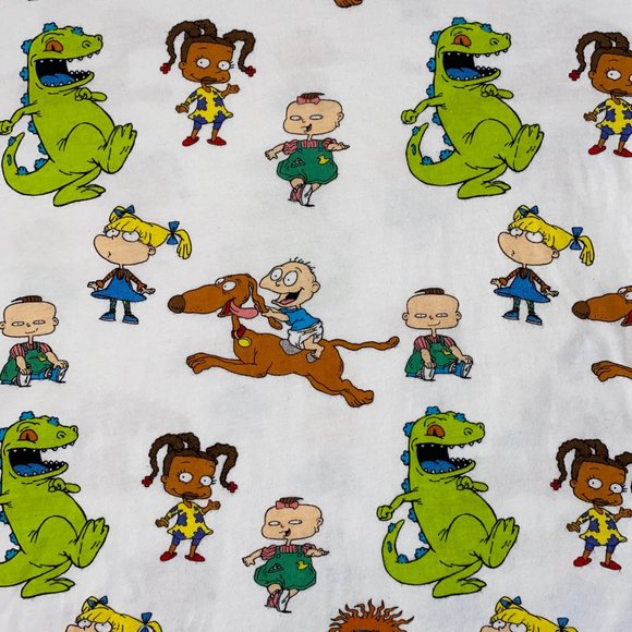 Rugrats Nickelodeon White Graphic All Over Cropped Crop Shirt 90s Womens Small - Picture 7 of 14